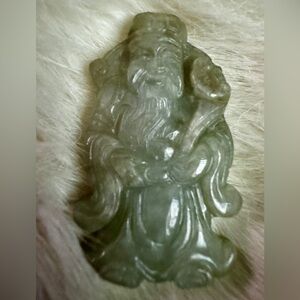 Certified natural A grade Jadeite carving God of Wealth jade pendant